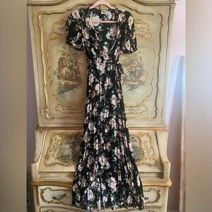Show Me Your MuMu Black Floral Wrap Maxi Dress